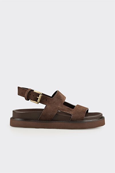 Elle Shoes Kahve Deri Kadın Sandalet
