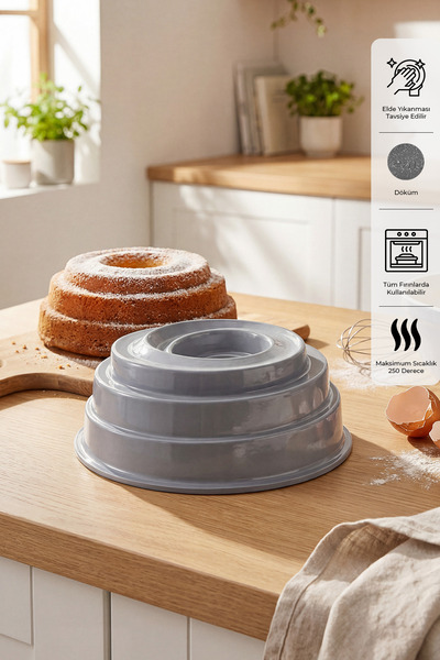 Emsan Storm Döküm Kek Kalıbı Gri 23 cm
