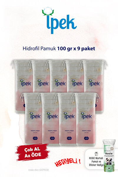 İpek 100 gr. Hidrofil Pamuk 9 Paket ve ROSIE