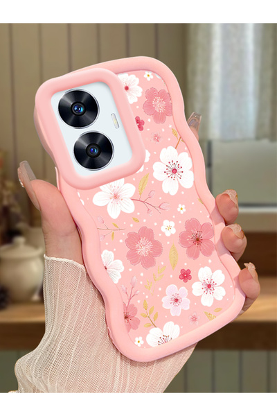 ucuc Realme C55 Uyumlu Pembe Silikon Kılıf Kamera Korumalı Darbe Emici Tasarım