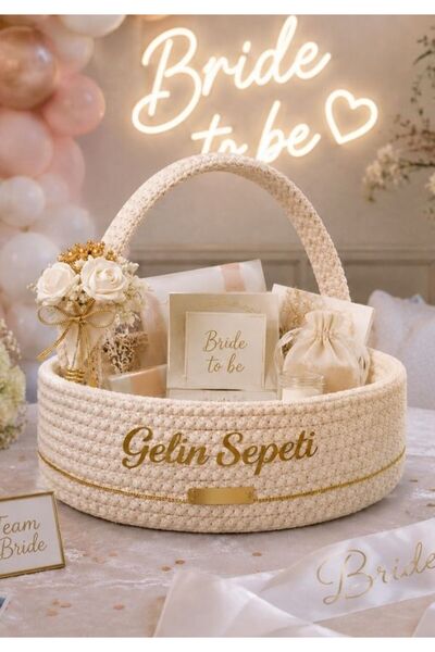 erya home Gold Gelin Bohçası Sepeti Kordon İp Premium Çeyizlik Sepet