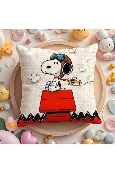 Choice13 MINISO 45x45cm Black2 Cute Snoopy Pillow Case Short Plush Double-Sid...