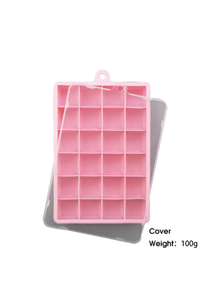 choice2 L-Cover-Pink 24 Hole Silicone Ice Cube Tray with Lid Non Toxic Big Sq...