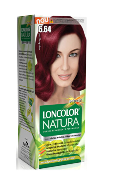 Loncolor Natura Vopsea de par permanenta 6.64 Rosu burgund,100 ml