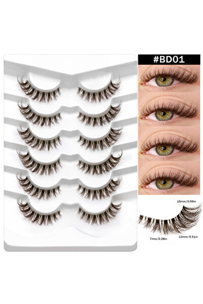 Choice5 6 Pairs-BD01 LASVIREY Brown Lashes Fluffy Cat Eye Lashes D Curl Thick...