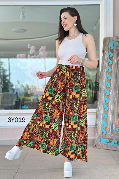 İnce Topuk Pantaloni casual din viscoză cu buzunare 6y019
