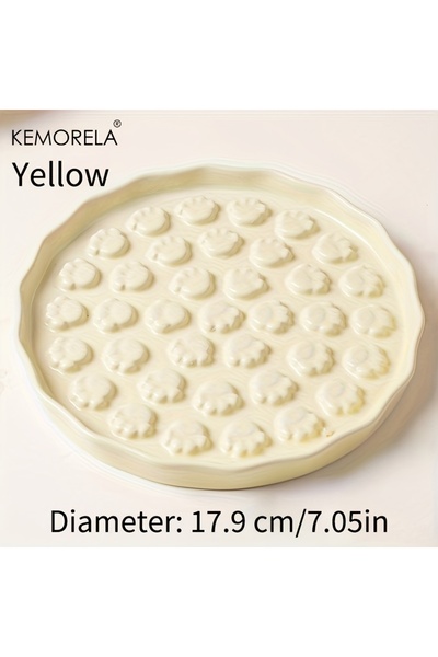 choice2 Yellow KEMORELA Ceramic Slow Feed Cat Bowl - Paw Design Pet Food Dish...