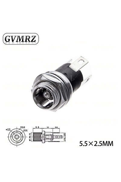 Choice1 5.5x2.5 Type1 10PCS DC025M 5.5*2.1/2.5mm DC Socket With Nut 5.5x2.1/5...