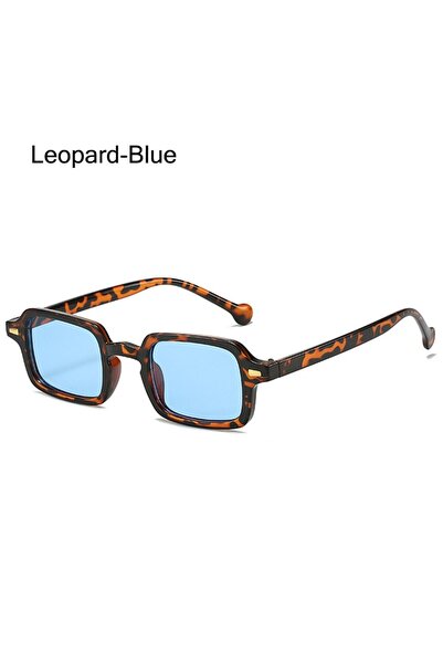 Choice5 Leopard-Blue Fashion Square Sunglasses Women New Retro Rivets Decorat...