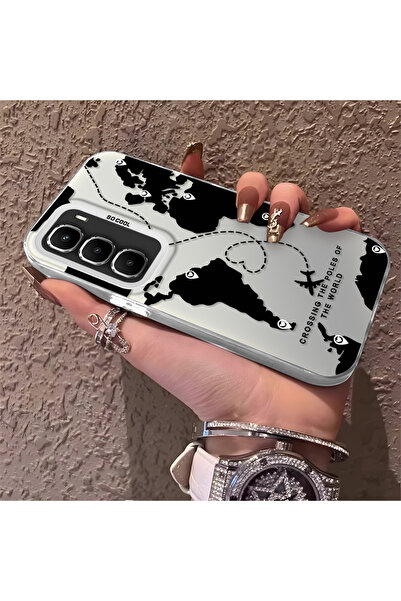 PATTERNOVA Infinix Hot 60 Pro Plus Uyumlu Yüksek Kalite Dünya Haritalı Kılıf,...