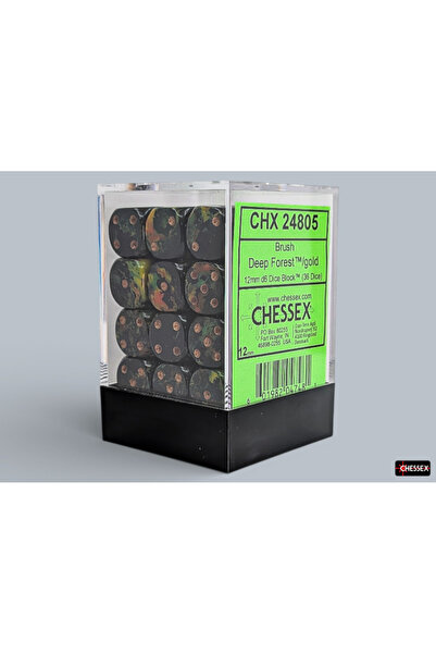 Chessex Set de zaruri Brush Deep Forest Gold, 36 zaruri D6 de 12mm