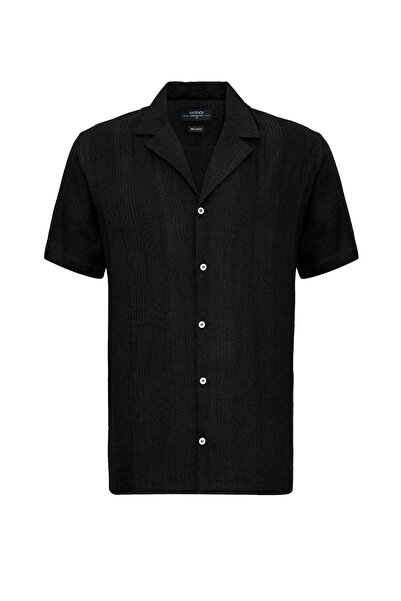 S13 Store Dokuma Desenli Kısa Kollu Erkek Gömlek
