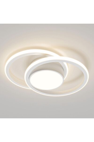 Dotail LQWELL LED плафон, модерен дизайн с 2 ринга, 48W, 48x28x6.5 см, Топло ...