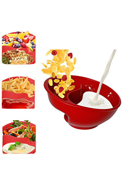 Velaris Duo Bowl for Cereal & Dip - Red Ergonomic, Stable
