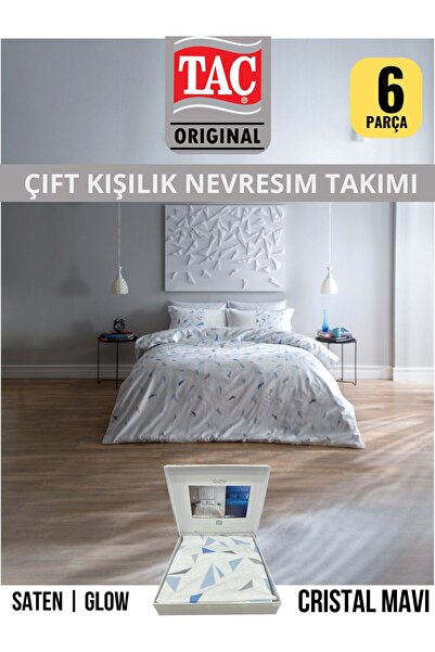 Taç GLOW CRISTAL MAVI SATEN NEVRESİM TAKIMI ÇİFT KİŞİLİK
