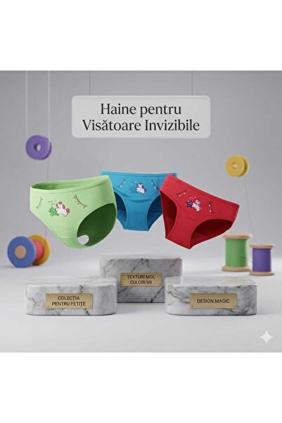 NoNameStore7 Chiloti fetite, bumbac, 3 buc/set, multicolor, 8-10