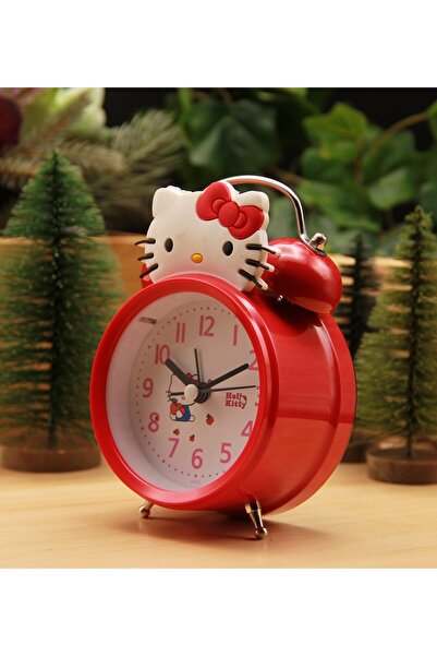 HEDİYEBİZİZ Hello Kitty Masa Saati & Çalar Saat - Kırmızı