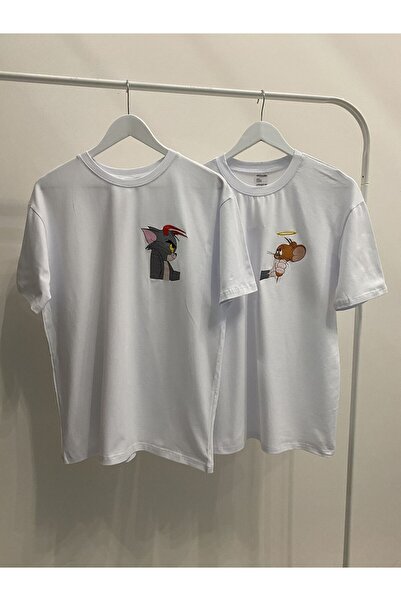 LORVEX Unisex Double Combination T-Shirt with Cartoon Character Print, 100% C...