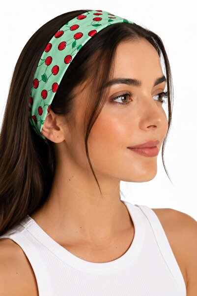 New Obsessions 2 Pieces of Cherry Patterned White Jersey Headband