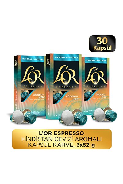 L'OR Hindistan Cevizli Aromalı Nespresso Uyumlu Alüminyum Kapsül Kahve 30'lu
