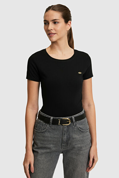 U.S. Polo Assn. Kadın Siyah Basic Tişört 50321809-VR046