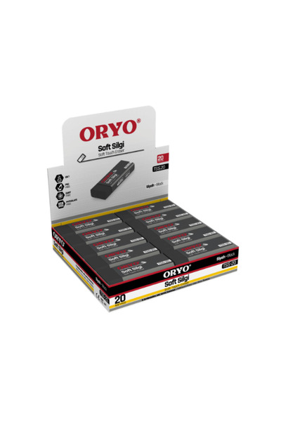 ORYO Solid Color Black Erasers Box of 20