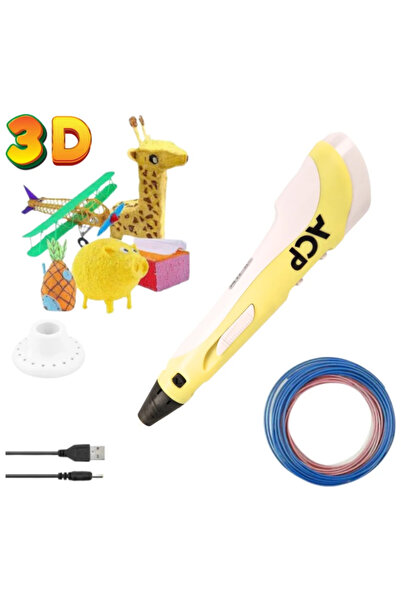 ACP 3D Στυλό με 10 Νήματα Εκτύπωσης ΚΙΤΡΙΝΑ