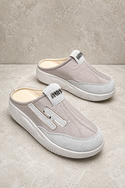 Demirsa Boutique Kadın Bej Sneaker Terlik