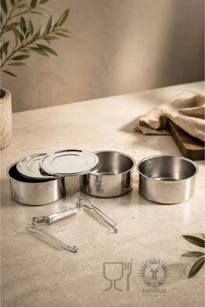 KaraWent Home 3-Layer Stainless Steel Food Carrier 14X7 cm - Leak-Proof Steel Food Transport Container Krw-20