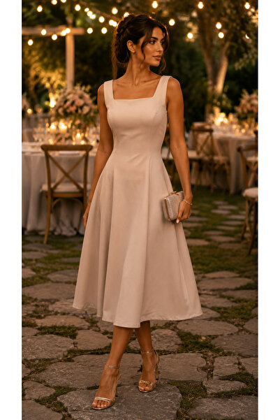 Get Crazy Women's Strappy Square Neck Long Dress