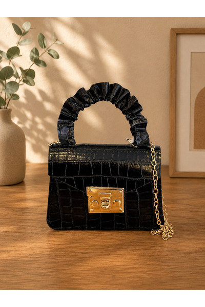 MİRO EXPRESS Luxury Crocodile Patterned Mini Women's Bag – Handbag with Gold ...