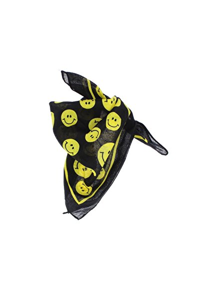 ButicCochet Bandană din bumbac, dimensiune 55 x 55 cm, imprimeu Happy face, B...