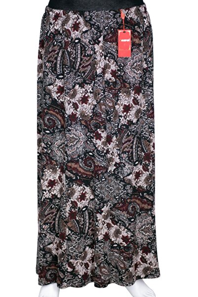 HESNA Women's Ecem Battal Size 8 Piece Elastic Black Skirt D62
