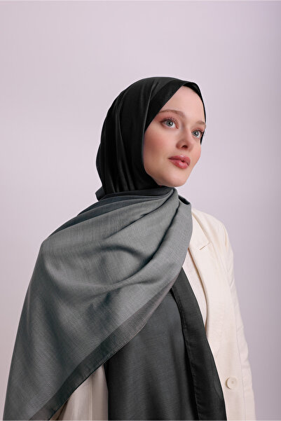 Ayshara Color-Shift Gradient Patterned Double-Sided Shawl - Dark Gray
