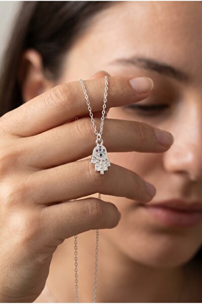 MSMODAM SILVER Hamsa Nazar Kolyesi Fatma Ana Eli Minimal Nazar Boncuklu Şans ...