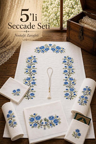 Hig Store 5’li Kaneviçe Seccade Gelin Damat Çeyizlik Hediyelik Bohça