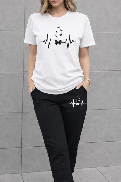YK WEAR T-Shirt Sweat Suit Unisex Set Rhythm Butterfly Printed