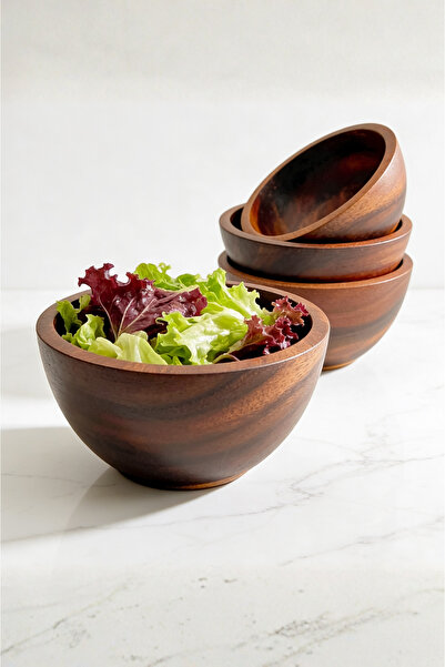 Demy Craft Soren 4-Piece Acacia Wood Salad Bowl Snack Bowl Set Handmade Uniqu...