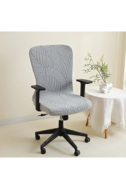 Choice A4 Light gray Cover Leaves Jacquard Office Chair Cover Anti-dirty Stre...