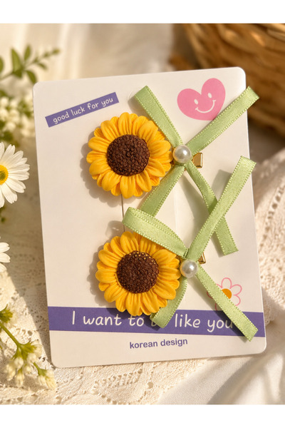 EliraToka Girls - Baby 2-Piece Ribbon Clip with Sunflower Buckle