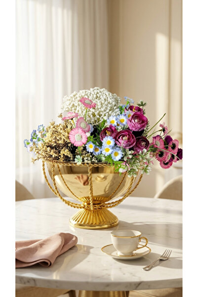 Decodelight Gold Taç Model Dekoratif Metal Ayak Zincir Kasalı 25cm Salon Düğü...