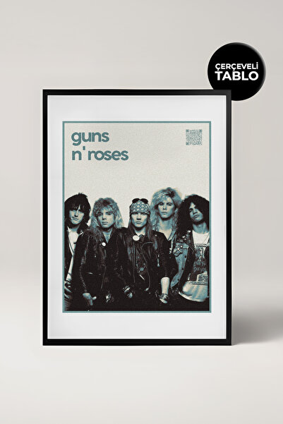 House Gorgeous Guns N' Roses QR Kodlu Müziğin Devleri Koleksiyonu Siyah Çerçe...