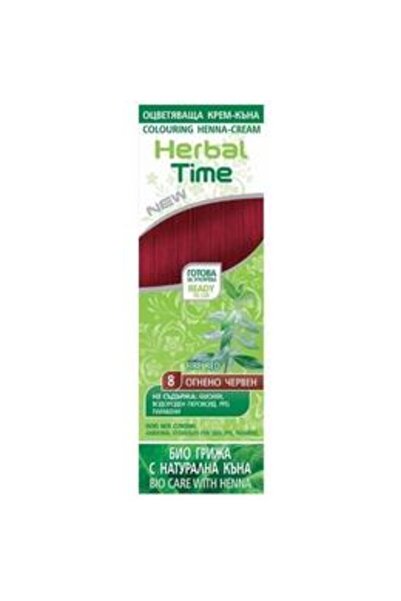 Rosa İmpex Crema Coloranta pe Baza de Henna Herbal Time, nuanta 8 Fire Red, 75ml
