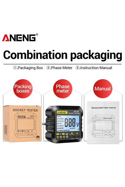 Choice ANENG AC10 EU Plug ANENG AC10/AC11 Socket Detector US/EU/UK Plug Groun...