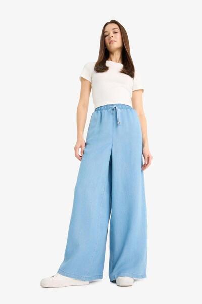 DeFacto High Waist Long Flowy Fabric Washable Trousers (25 Sm)