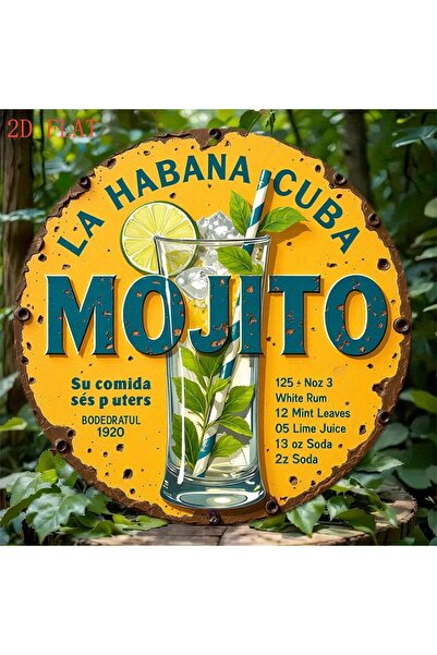 Choice 7.87x7.87in(20x20cm) MULTI 1pc Vintage Mojito Cocktail Recipe Sign - C...