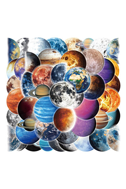 Choice 50pcs Happy Planet Outer Space Planet Creative Stickers PET Transparen...