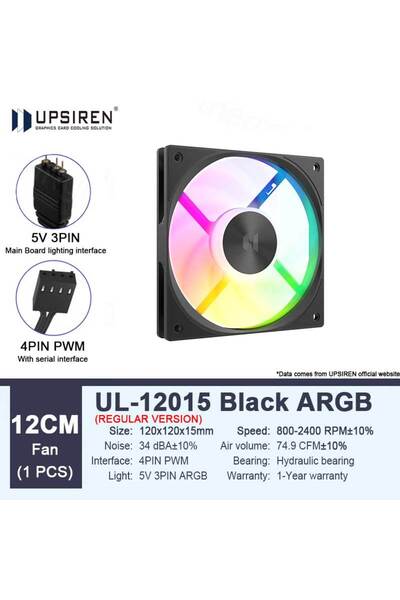 Choice5 مروحة يحافظ على البرودة هيكل رفيعة من نوع UPSIREN UL-12015B ARGB، لون...
