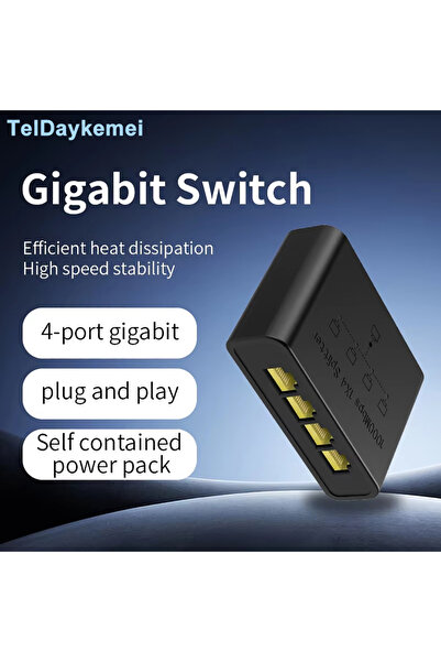 Choice موزع إيثرنت جيجابت أسود 1000 ميجابت في الثانية RJ45 من 1 إلى 4، محول و...