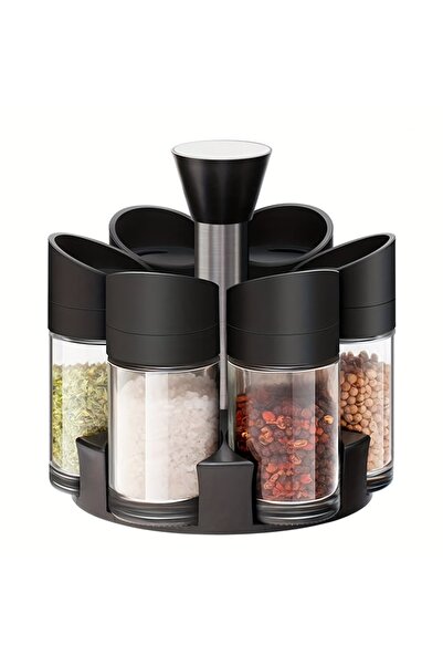 Choice black 6-Jar Revolving Rack, Spices and Seasonings Sets with Rack, Coun...